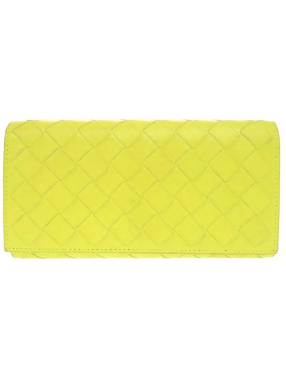 Bottega Veneta Intrecciato Leather Yellow Green Wallet